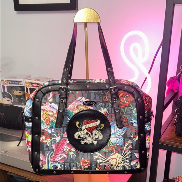 Ed Hardy Black and Multicolor Travel Bag Love Kills Slowly - Picture 12 of 14
